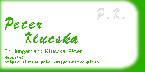 peter klucska business card